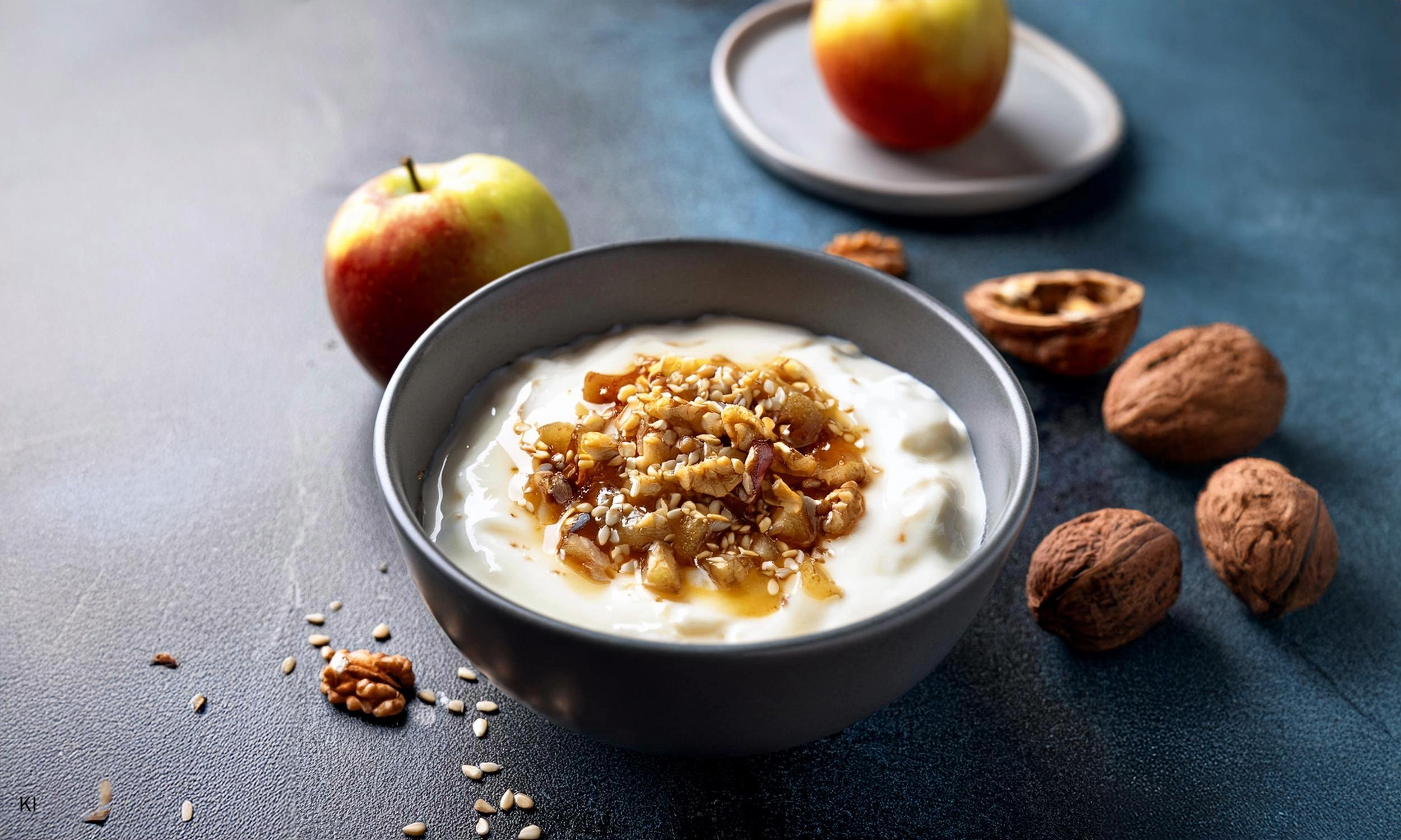 Joghurt mit Apfel-Walnuss-Sesam-Chutney